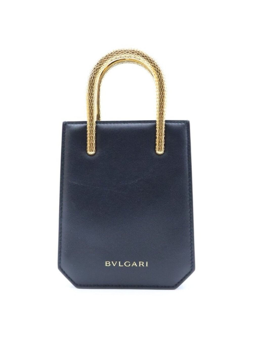 Bvlgari Serpentine Tote Bag 2-Way Shoulder Leather Black